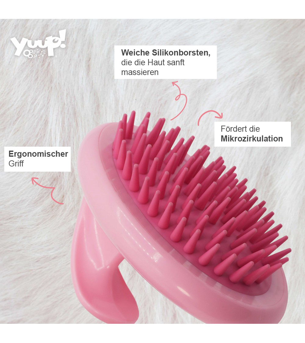 Yuup!® "PinkMassage" professionelle Gummibürste klein
