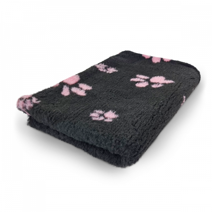 Ved Bed schwarz mit rosa Pfoten 150x100cm Gummi Anti Rutsch Ved Bed schwarz mit rosa Pfoten 150x100cm Gummi Anti Rutsch