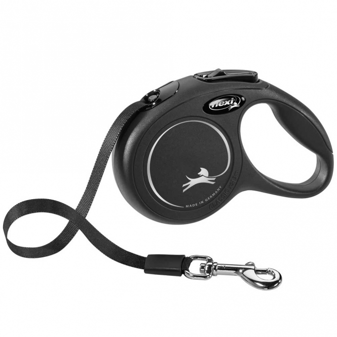 FLEXI Rollleine New CLASSIC Gurt - 3m, bis 12kg - Schwarz FLEXI Rollleine New CLASSIC Gurt - 3m, bis 12kg - Schwarz