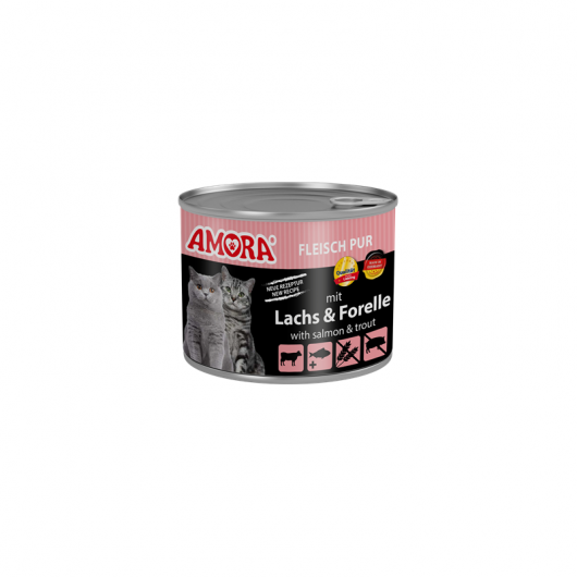Amora Cat Fleisch Pur mit Lachs & Forelle - 200g Amora Cat Fleisch Pur mit Lachs & Forelle - 200g