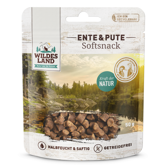 Wildes Land Cat Softsnack Ente & Pute 50g Wildes Land Cat Softsnack Ente & Pute 50g