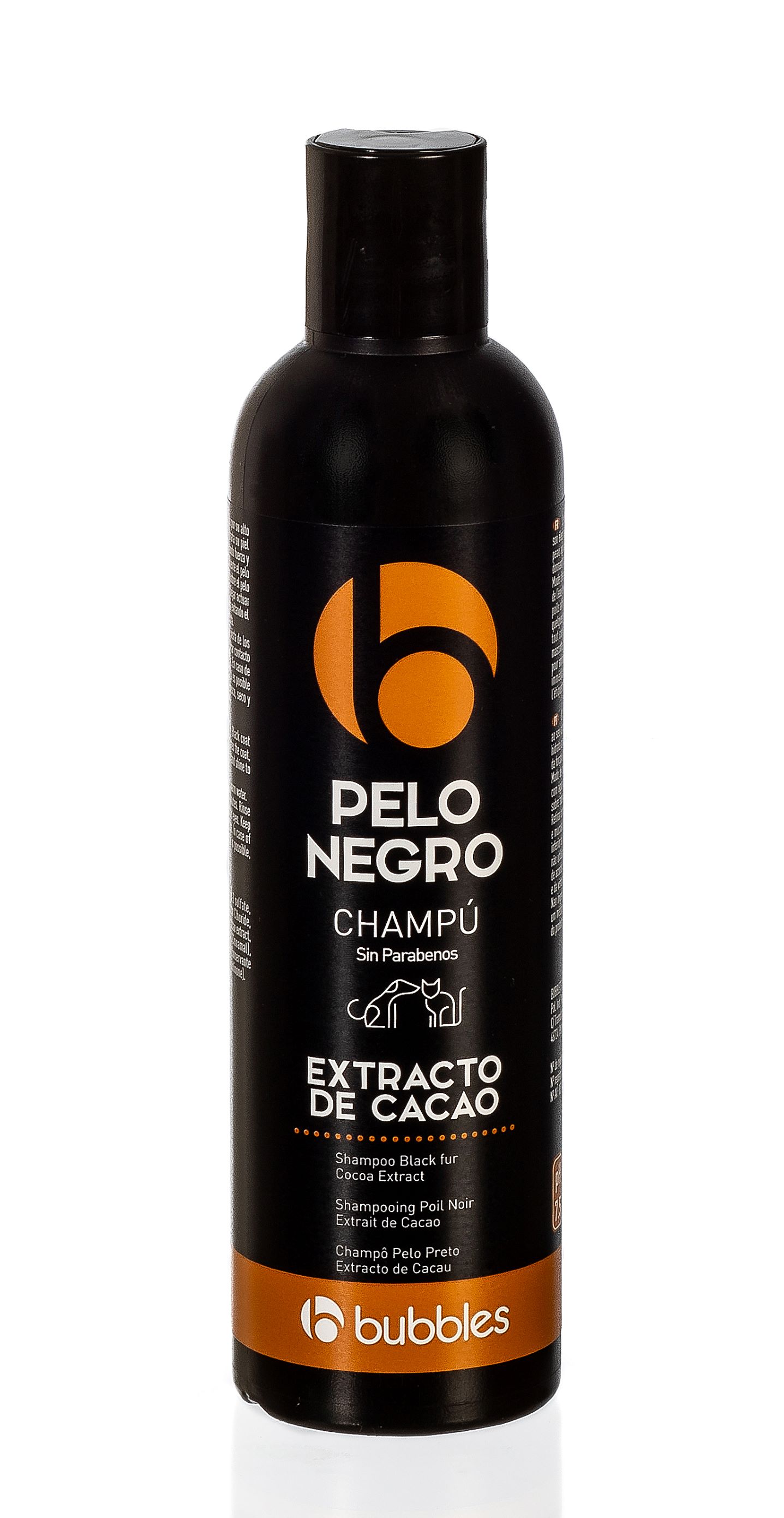 Bubbles® Hundeshampoo "Pelo negro" 250ml mit Kakao-Extrakt für dunkles Fell Bubbles® Hundeshampoo "Pelo negro" 250ml mit Kakao-Extrakt für dunkles Fell