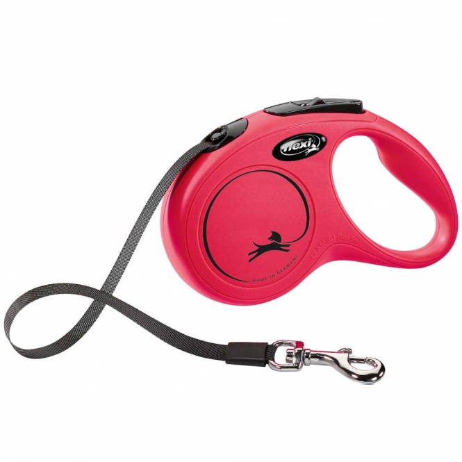 FLEXI Rollleine New CLASSIC Gurt - 5m, bis 15kg - Rot FLEXI Rollleine New CLASSIC Gurt - 5m, bis 15kg - Rot