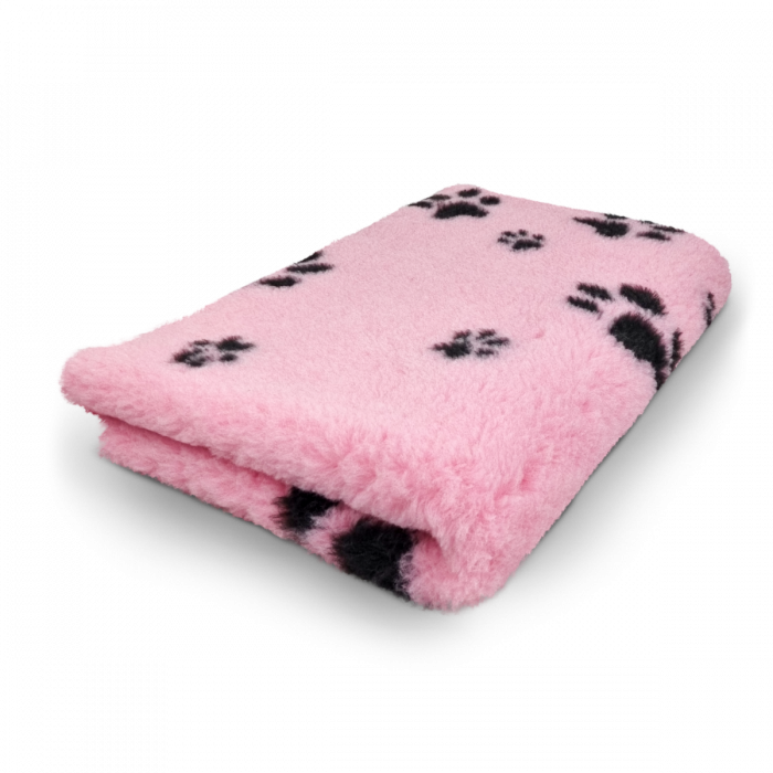 Vet Bed rosa mit schwarzen Pfoten 150x100cm Gummi Anti Rutsch Vet Bed rosa mit schwarzen Pfoten 150x100cm Gummi Anti Rutsch