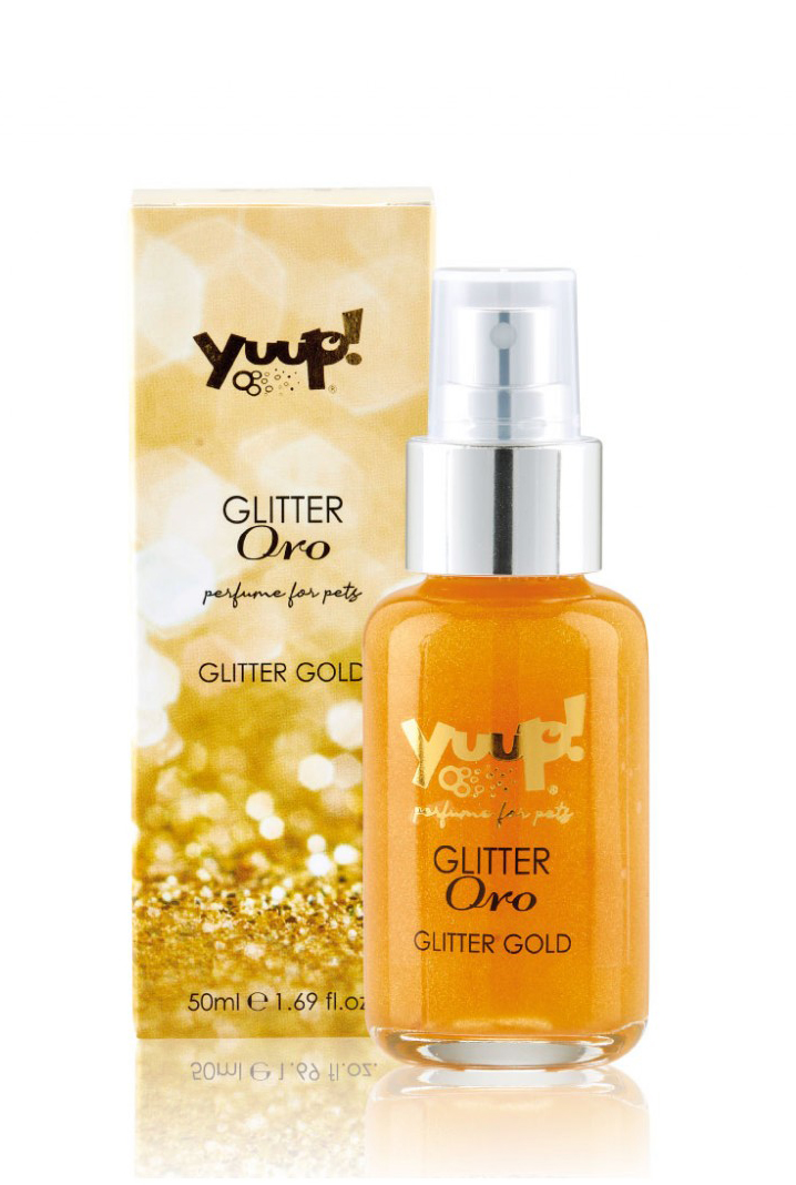 Yuup!® FASHION Glitter-Hundeparfüm "Oro" mit goldfarbenen Glitzerpartikeln Yuup!® FASHION Glitter-Hundeparfüm "Oro" mit goldfarbenen Glitzerpartikeln