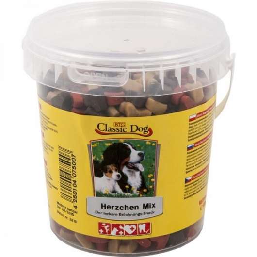 Classic Dog Snack Herzchen Mix Eimer 500g Classic Dog Snack Herzchen Mix Eimer 500g
