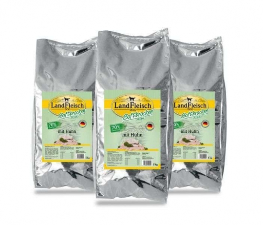 Landfleisch Softbrocken mit Huhn - 3 x 5 kg Landfleisch Softbrocken mit Huhn - 3 x 5 kg