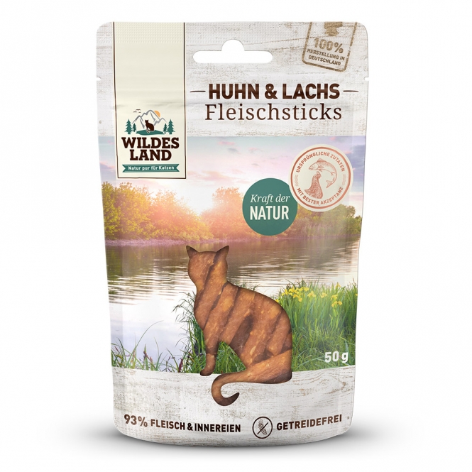 Wildes Land Cat Fleischsticks Huhn & Lachs 50g Wildes Land Cat Fleischsticks Huhn & Lachs 50g
