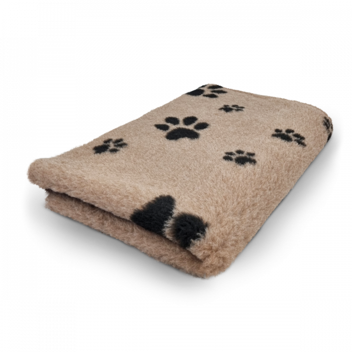 Vet Bed hellbraun mit schwarzen Pfoten 150x100cm Gummi Anti Rutsch Vet Bed hellbraun mit schwarzen Pfoten 150x100cm Gummi Anti Rutsch