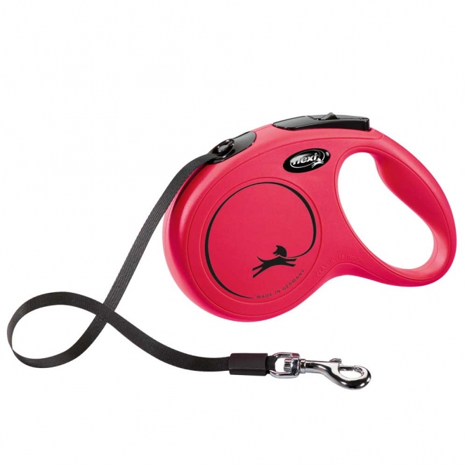 FLEXI Rollleine New CLASSIC Gurt - 5m, bis 25kg - Rot FLEXI Rollleine New CLASSIC Gurt - 5m, bis 25kg - Rot