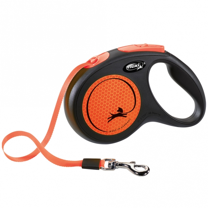 Flexi New Classic Neon Gurt-Roll-Leine - M / Orange Flexi New Classic Neon Gurt-Roll-Leine - M / Orange