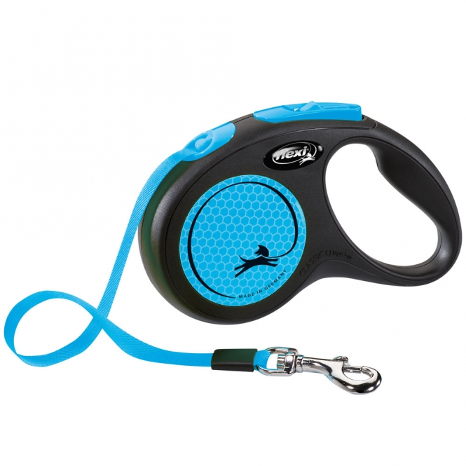 Flexi New Classic Neon Gurt-Roll-Leine - S / Blau Flexi New Classic Neon Gurt-Roll-Leine - S / Blau