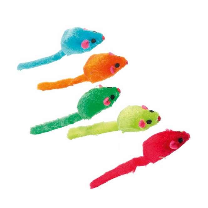 Karlie Flamingo Bunte Plüschmäuse mit Rassel - 5 Stück Karlie Flamingo Bunte Plüschmäuse mit Rassel - 5 Stück