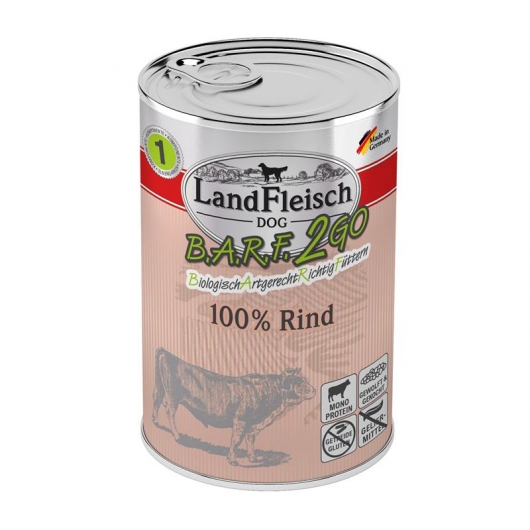 LandFleisch B.A.R.F.2GO 100% vom Rind 400g LandFleisch B.A.R.F.2GO 100% vom Rind 400g