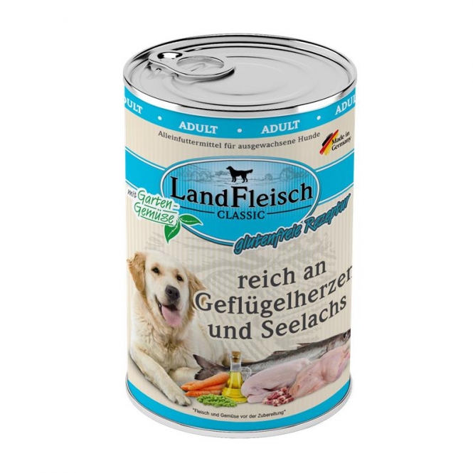 Landfleisch Dog Classic Geflügel mit Lachs & Gartengemüse - 400g Landfleisch Dog Classic Geflügel mit Lachs & Gartengemüse - 400g