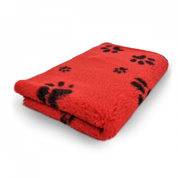 Vet Bed rot mit schwarzen Pfoten 150x100cm Gummi Anti Rutsch Vet Bed rot mit schwarzen Pfoten 150x100cm Gummi Anti Rutsch