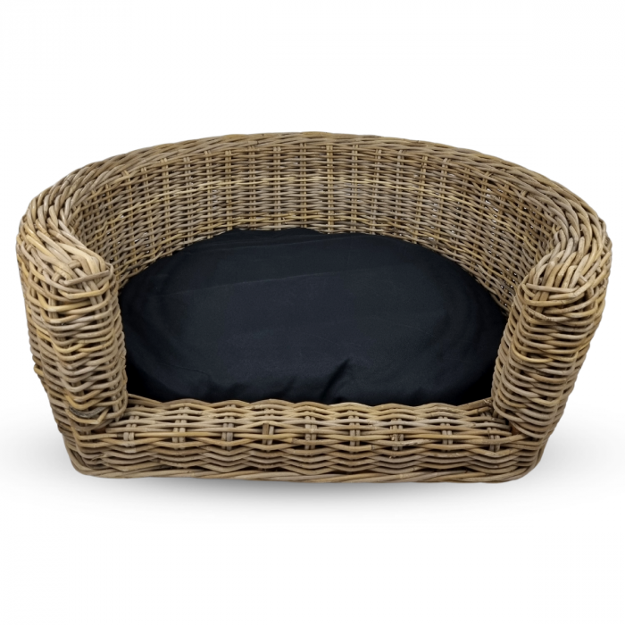 PALERMO KUBU HUNDESOFA RATTAN RUND 87 X 80 X 33 CM + SCHWARZ KISSEN PALERMO KUBU HUNDESOFA RATTAN RUND 87 X 80 X 33 CM + SCHWARZ KISSEN