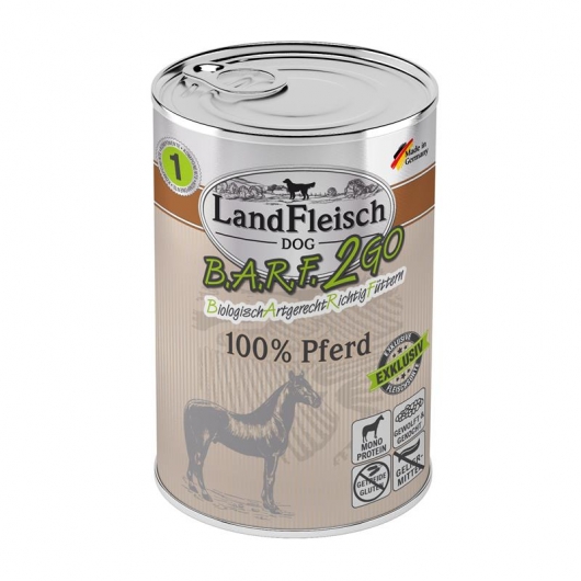 LandFleisch B.A.R.F.2GO Exklusiv 100% vom Pferd 400g LandFleisch B.A.R.F.2GO Exklusiv 100% vom Pferd 400g