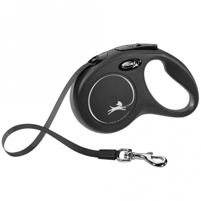 FLEXI Rollleine New CLASSIC Gurt - 5m, bis 15kg - Schwarz FLEXI Rollleine New CLASSIC Gurt - 5m, bis 15kg - Schwarz